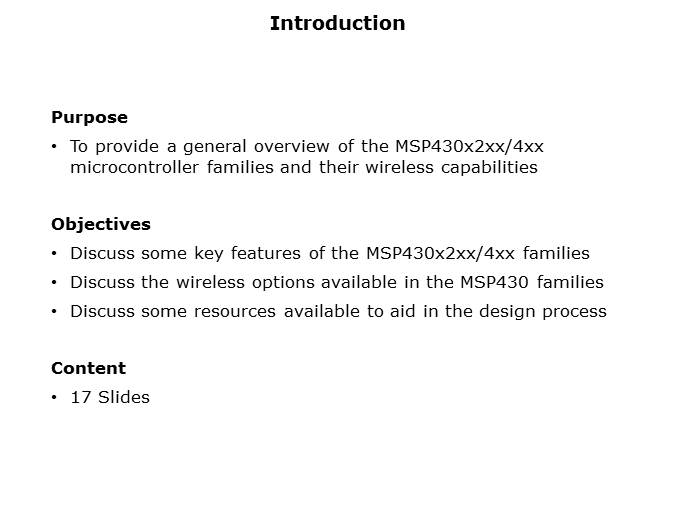 MSP430x2xx/4xx and Wireless Overview Slide 1