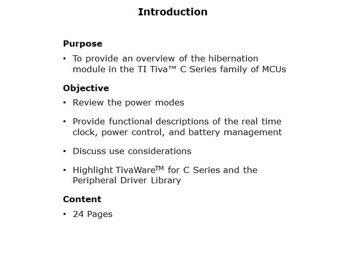 Tiva C Series TM4C123x Low Power Slide 1