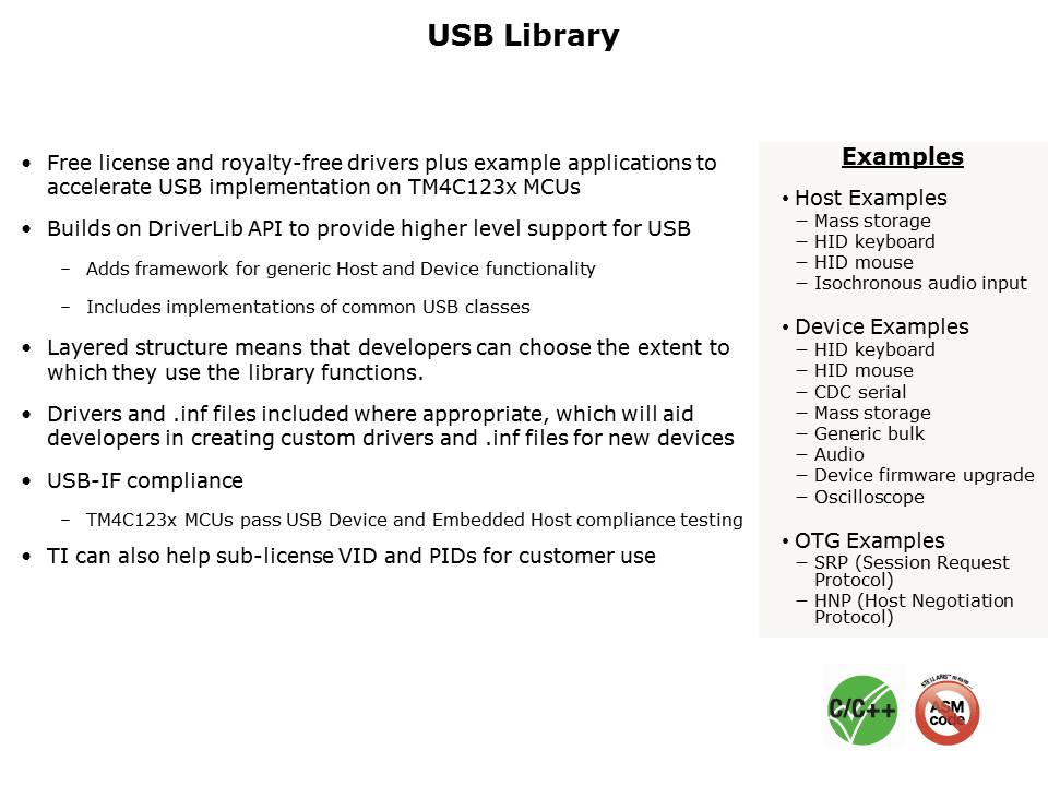 Tiva C Series TM4C123x USB Slide 8