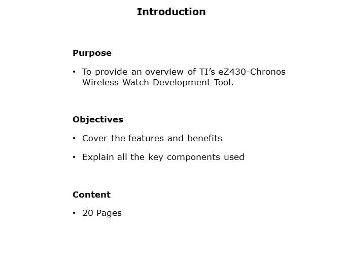 eZ430 Development Tool Overview Slide 1