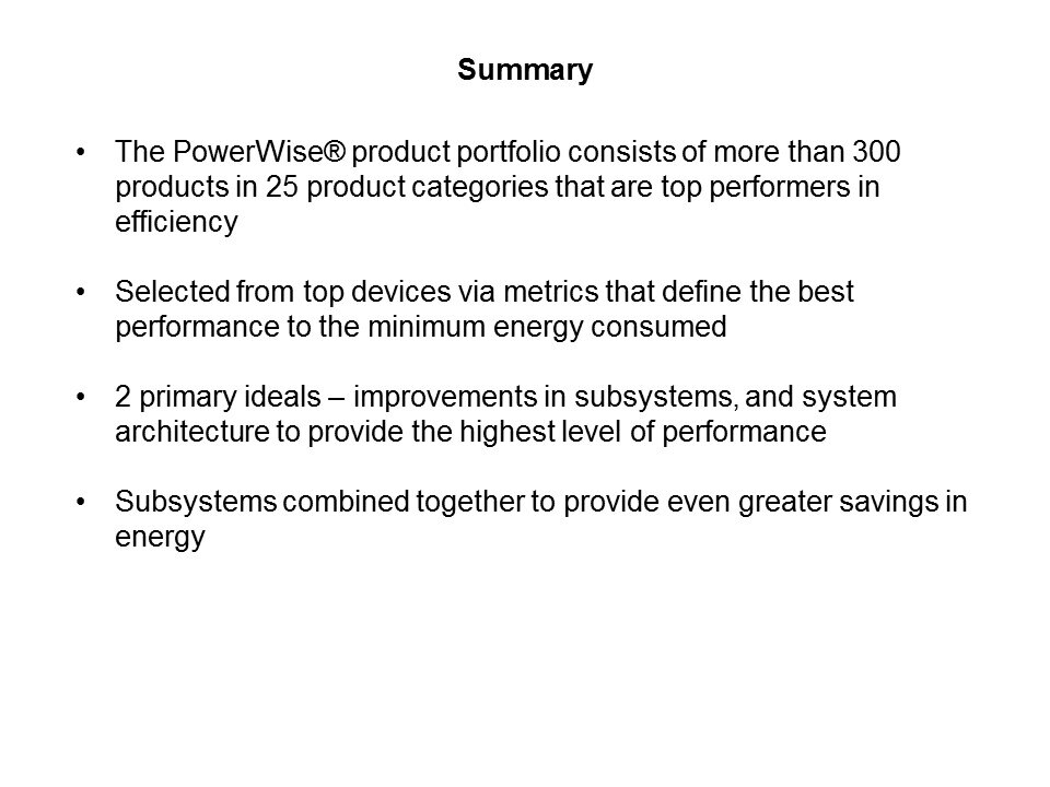 PowerWise Products and Technology Slide 25
