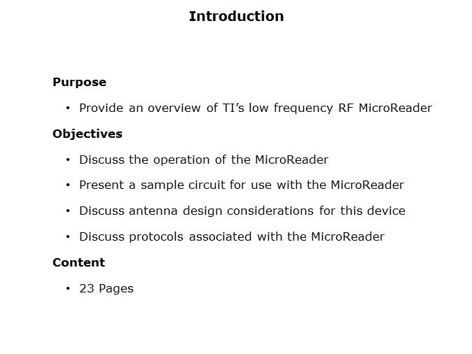 RF Low Frequency RF MicroReader Slide 1