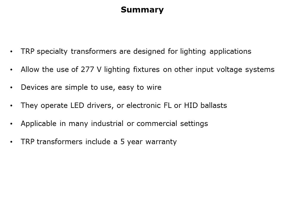 Specialty Lighting Transformer Slide 5