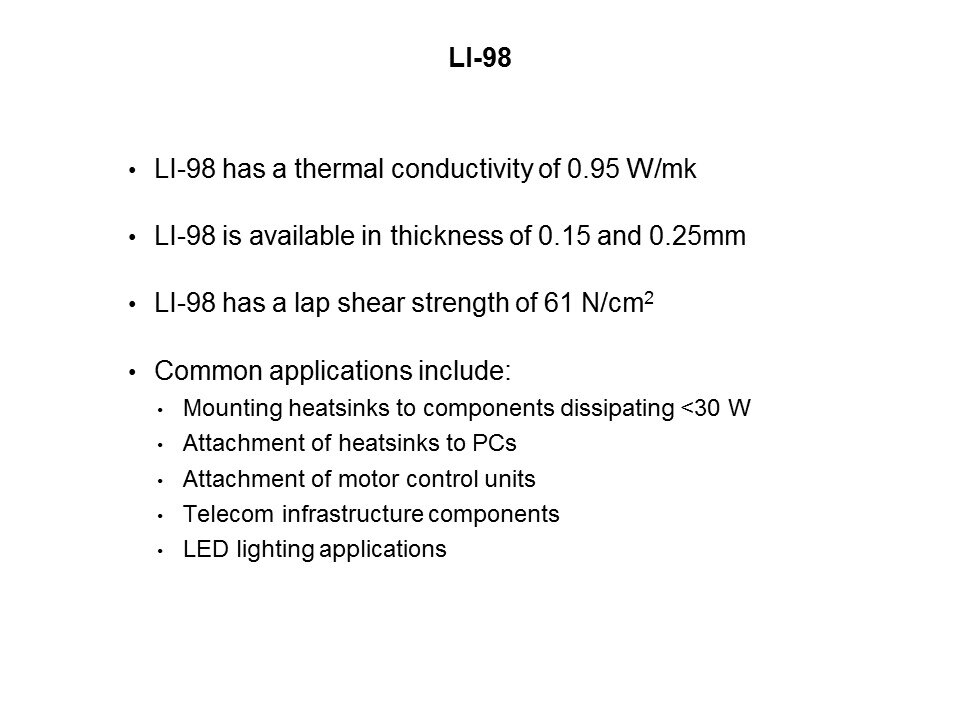 Li98 Thermally Conductive Adhesive Tape for LED Lighting Applications Slide 10