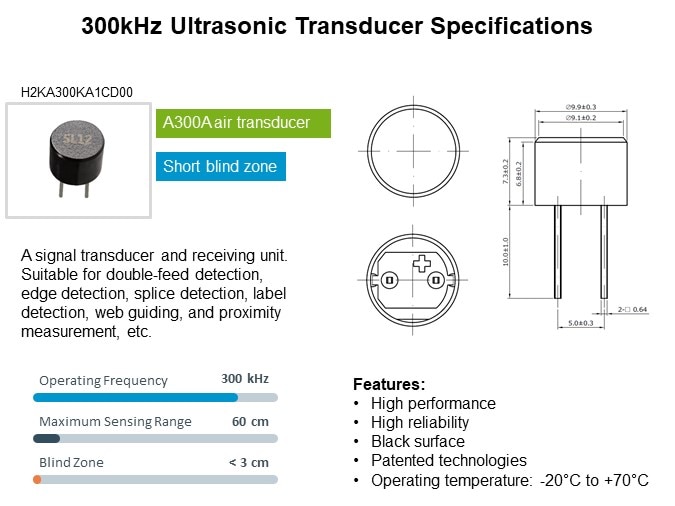 Image of Unictron Ultrasonic Transducer for Proximity Measurement - 300kHz