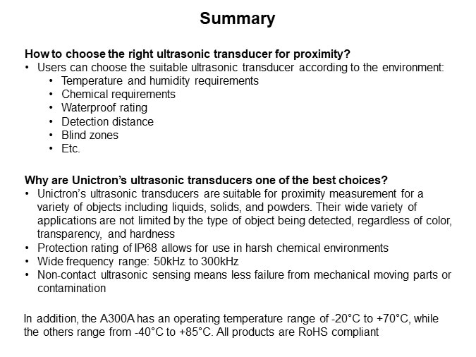 Image of Unictron Ultrasonic Transducer for Proximity Measurement - Summary