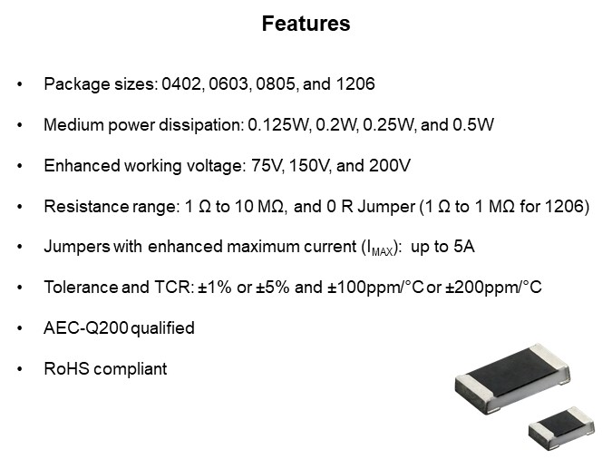 Image of Vishay Dale RCC Series Medium-Power Thick-Film Chip Resistors - Features