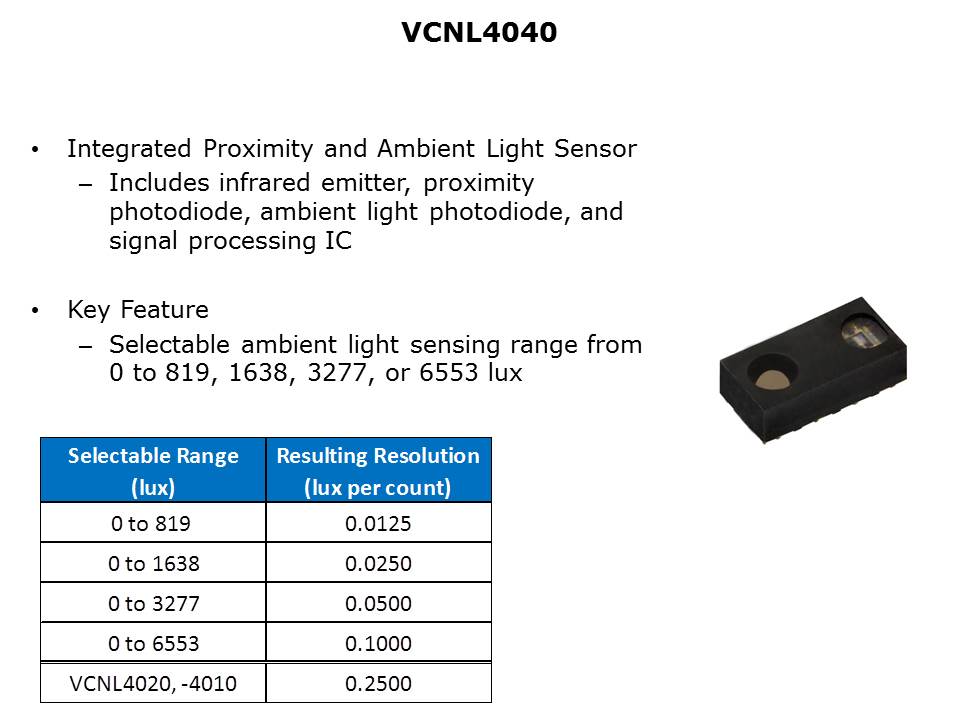 VCNL4040 Proximity and Ambient Light Digital Sensor Slide 2