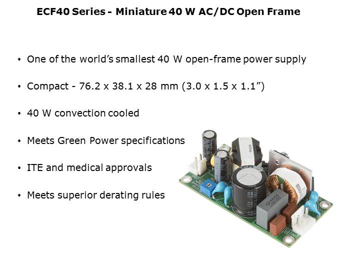 ECF40 Series of 40W Open Frame Power Supplies Slide 3