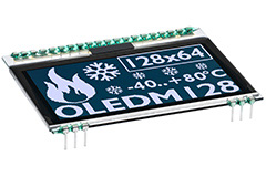 Image of Display Visions' EA OLEDM128 2.3" Non-Consumer Pin Connected Monochrome OLED Displays