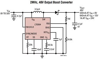 LT8364の代表的なアプリケーションの図の画像