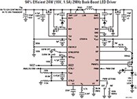 Analog Devices 的 LT8391 LED 控制器的原理图