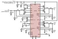 Analog Devices' LTC7815 Triple Output Buck/Buck/Boost Controller Diagram (click to enlarge) Abbildung: Diagramm zu Abwärts-/Abwärts-/Aufwärtsregler LTC7815 von Analog Devices mit Dreifachausgang (zum Vergrößern anklicken)