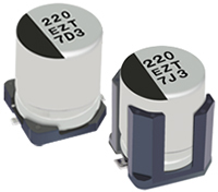 Imagen de los capacitores electrolíticos de aluminio híbridos de polímero conductor de la serie EEH-ZT de Panasonic