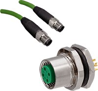 Stewart Connectors 的 M12 D 編碼連接器和纜線組件的圖片