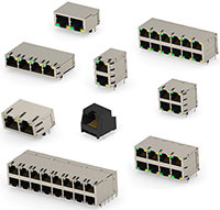 Image of TE Connectivity AMP Connectors RJ45 Jacks with Integrated Magnetics