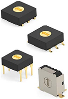 Ilustracja przedstawiająca serię miniaturowych przełączników obrotowych (MRSS) ALCOSWITCH firmy TE Connectivity