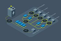 Vicor 為會送貨的機器人提供電力的示意圖圖片 (按此放大)