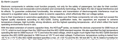 MLCCs for Automotive Electronics