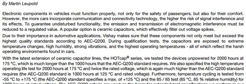 MLCCs for Automotive Electronics
