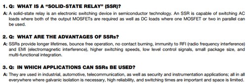 Solid-State Relays Frequently Asked Questions