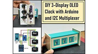 image of DIY 3-Display OLED Clock with Arduino and I2C Multiplexer