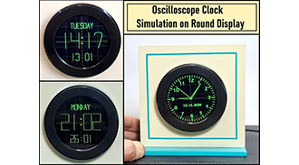 image of Oscilloscope Clock Simulation on a Round ESP32 Display