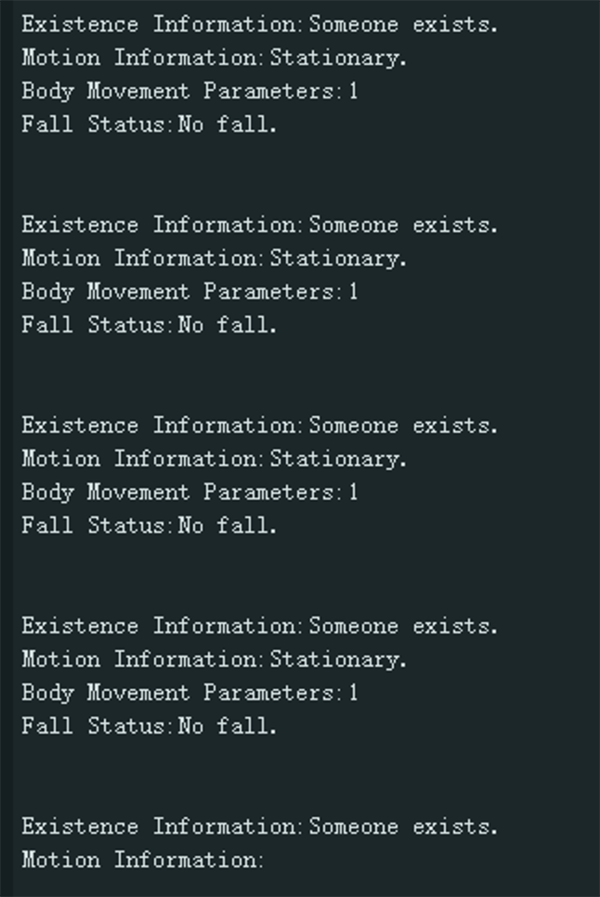 image of Information Output of the Body Movement Parameter Detection of the mmWave Human Detection Sensor
