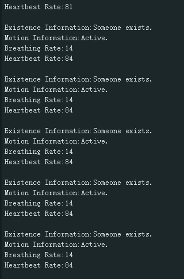 image of Information Output of the Breathing Rate Detection of the C1001 mmWave Human Detection Sensor