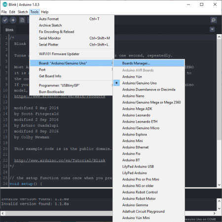 Installing Board Definitions in the Arduino IDE