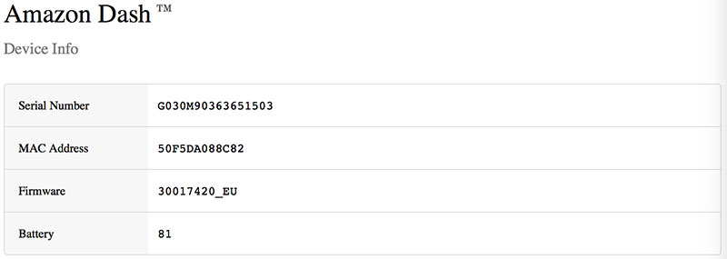 Amazon Dash MAC address