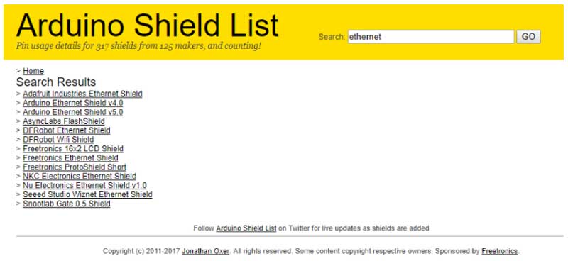 Image of Arduino Shield List