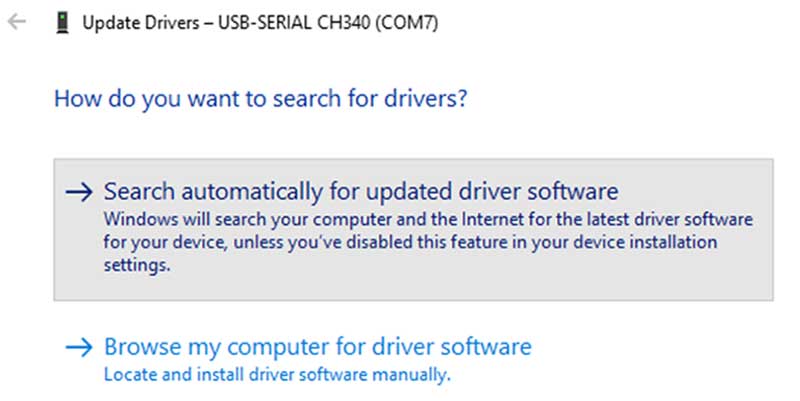In the window that appears, click “Search automatically”.