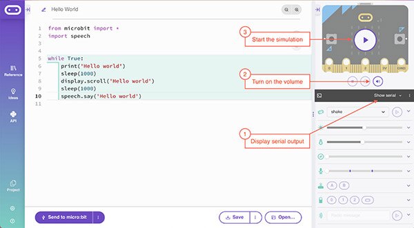 How To Write a Hello World Application in the micro:bit Python Editor