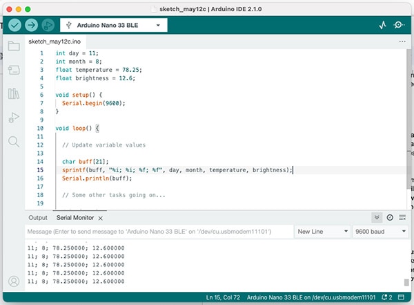 How To Streamline Your Arduino Code: Use sprintf