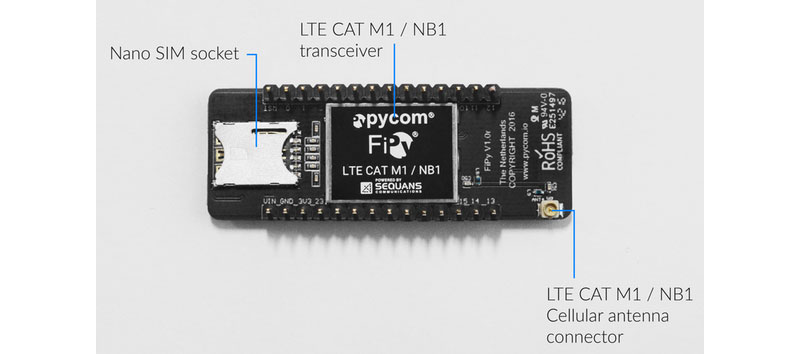 Features on the Bottom of the FiPy Board