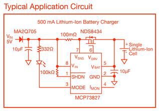 image of Typical Application Circuits for the MCP73827