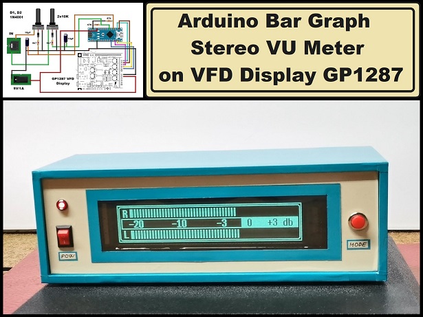 Arduino Bar graph Stereo VU meter on VFD display GP1287