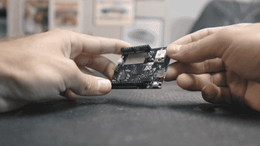 GIF showing the Arduino Uno Q board